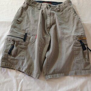 WearFirst Comfort Cargo Shorts Boys Sz 14 Army Green 6 Pockets 100% Cotton Belt